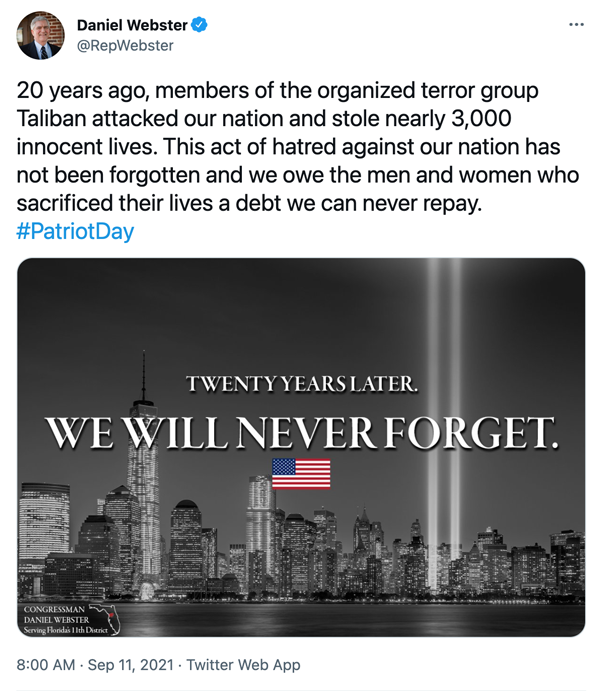 Webster's 9/11 Tweet